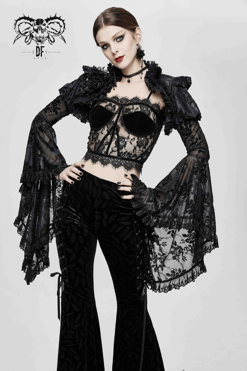 Punk-Gothic Transparent Corset / Black See Through Sexy Women Outfit