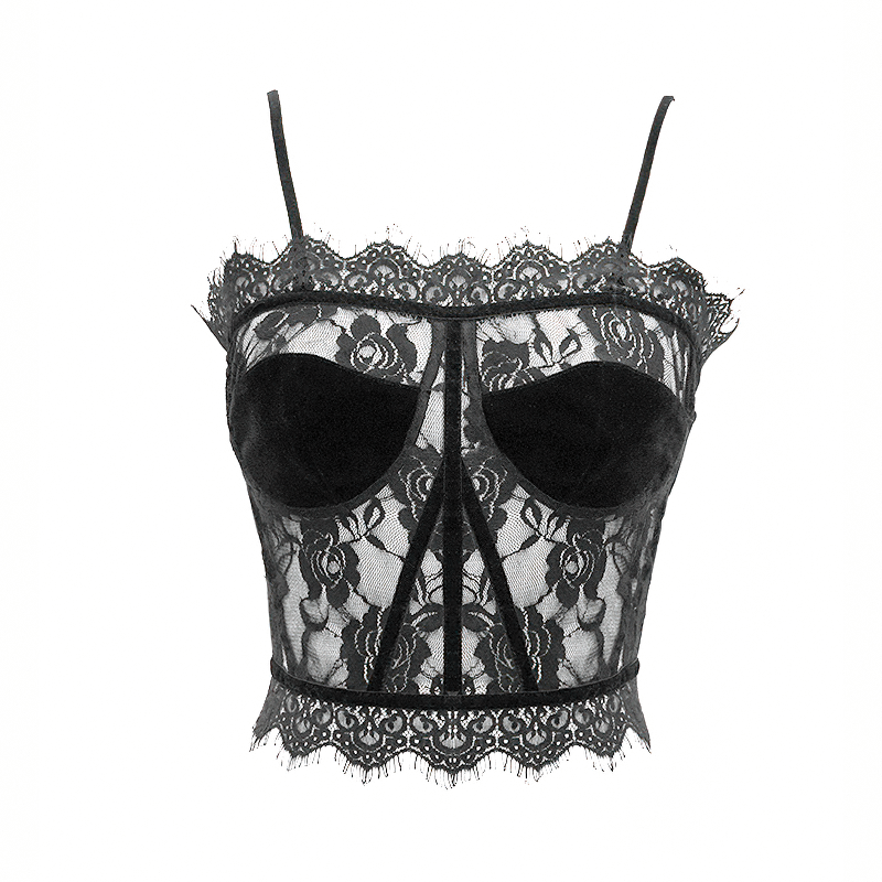 Punk-Gothic Transparent Corset / Black See Through Sexy Women Outfit
