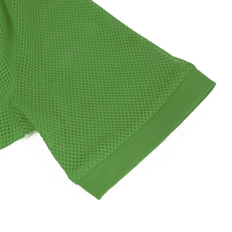 Punk Green O-Neck Mesh T-Shirt / Male Short-Sleeved Transparent T-Shirt / Alternative Clothing