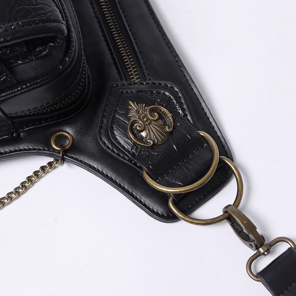 Punk Heavy Metal Biker Waist Bag / Gothic Retro Motorcycle Shoulder Bag