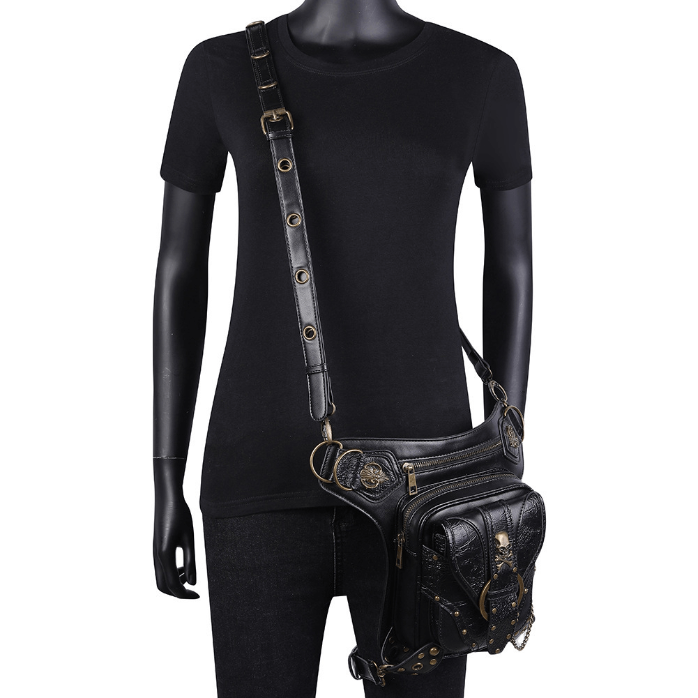 Punk Heavy Metal Biker Waist Bag / Gothic Retro Motorcycle Shoulder Bag