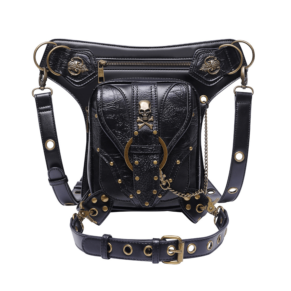 Punk Heavy Metal Biker Waist Bag / Gothic Retro Motorcycle Shoulder Bag