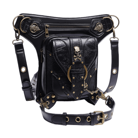 Punk Heavy Metal Biker Waist Bag / Gothic Retro Motorcycle Shoulder Bag
