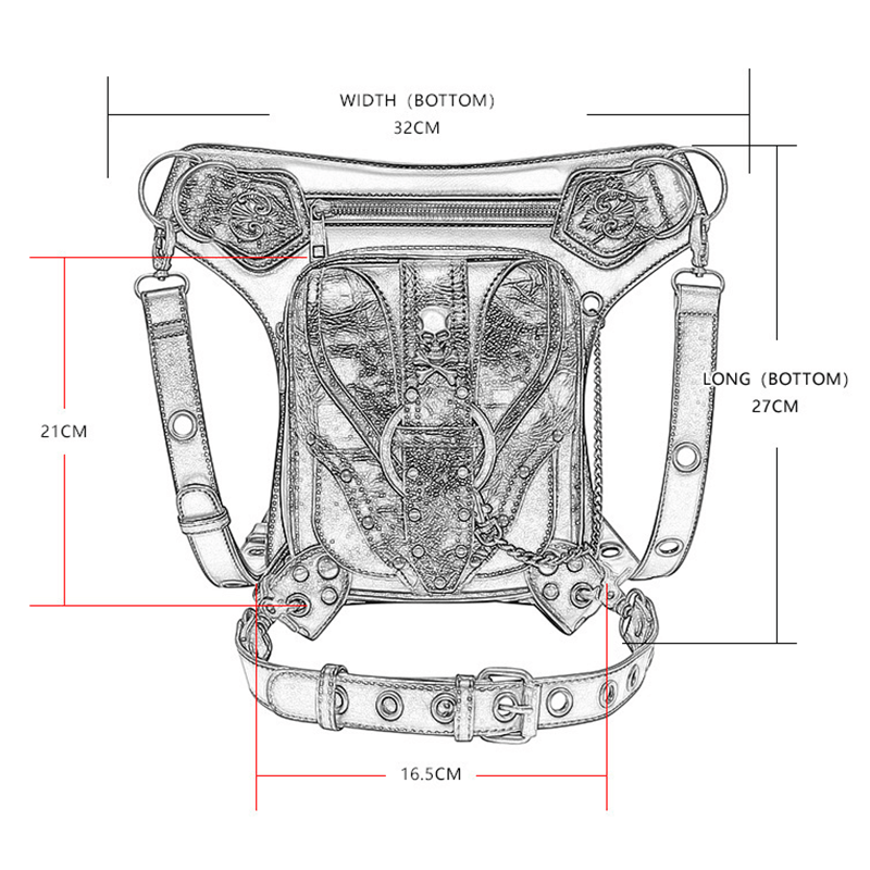 Punk Heavy Metal Biker Waist Bag / Gothic Retro Motorcycle Shoulder Bag