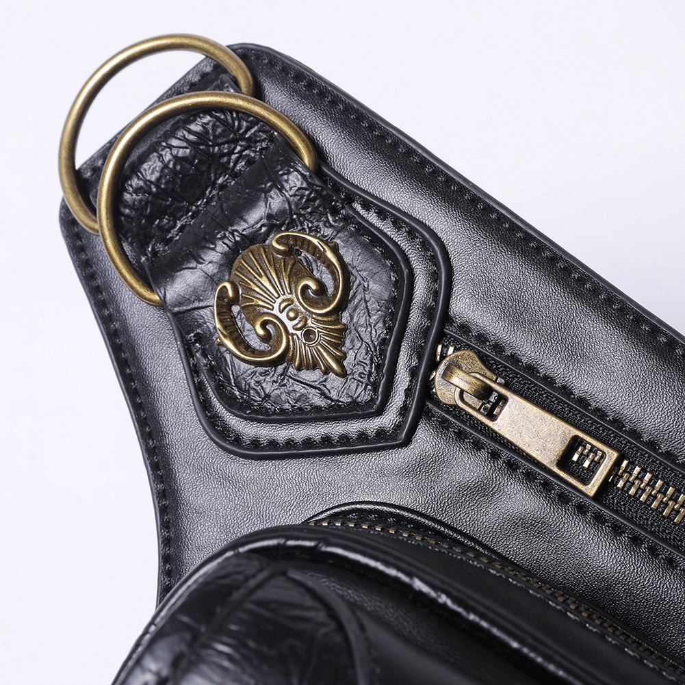 Punk Heavy Metal Biker Waist Bag / Gothic Retro Motorcycle Shoulder Bag