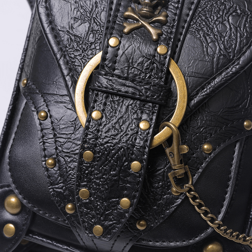 Punk Heavy Metal Biker Waist Bag / Gothic Retro Motorcycle Shoulder Bag