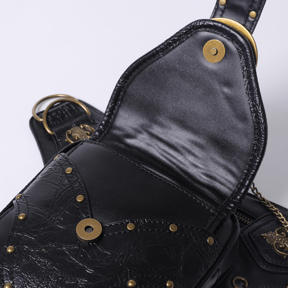 Punk Heavy Metal Biker Waist Bag / Gothic Retro Motorcycle Shoulder Bag