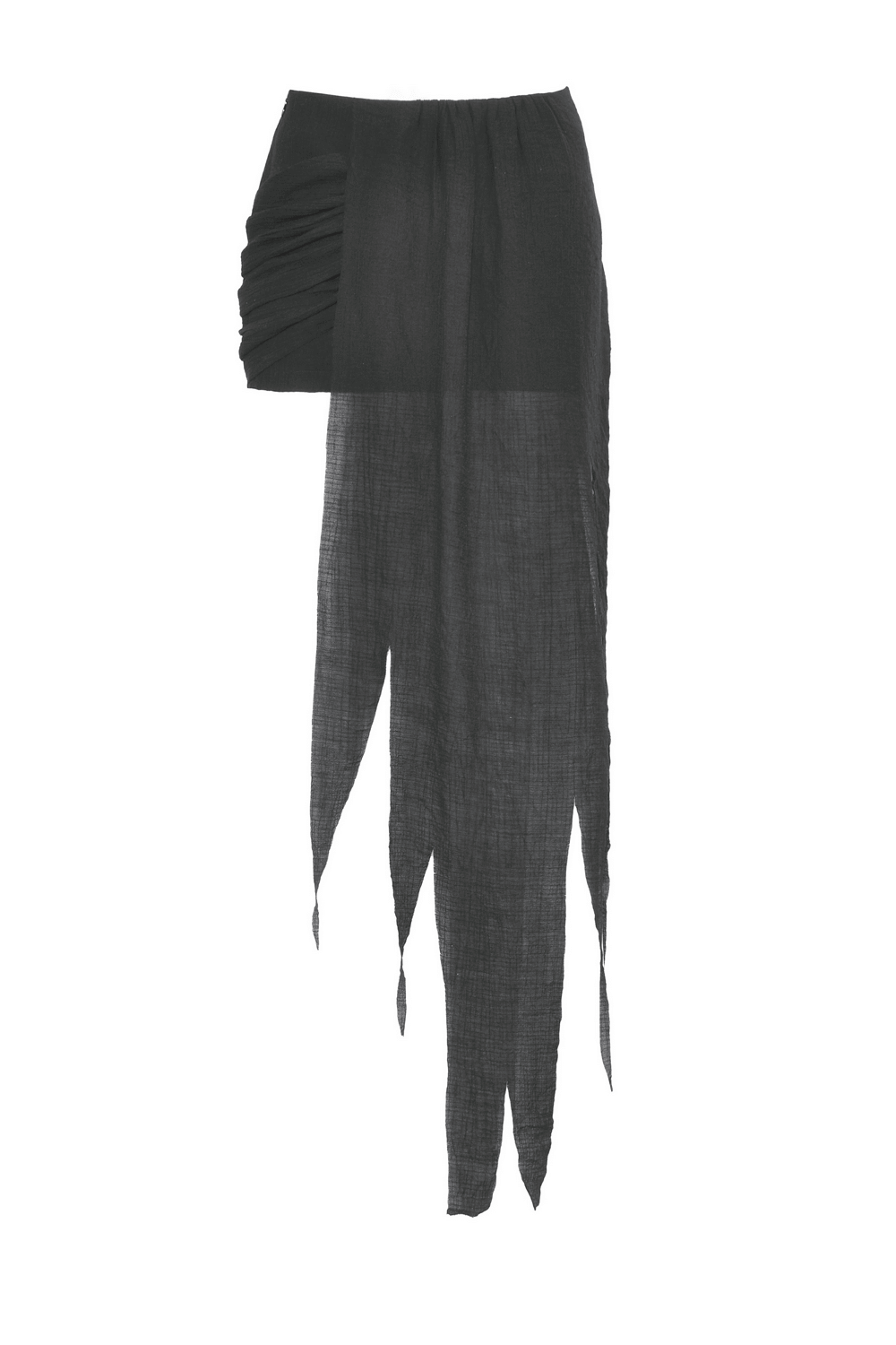 Punk High-Low Skirt with Asymmetrical Hem and Lace Detail