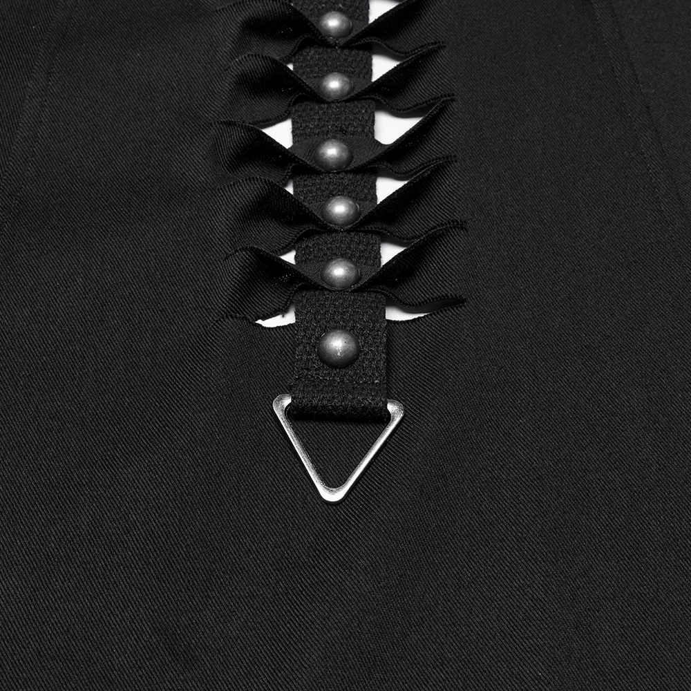 Punk Hooded Cut Washed Cape with Side Pockets and Loops