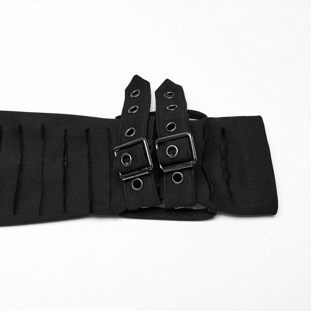 Punk Hooded Cut Washed Cape with Side Pockets and Loops