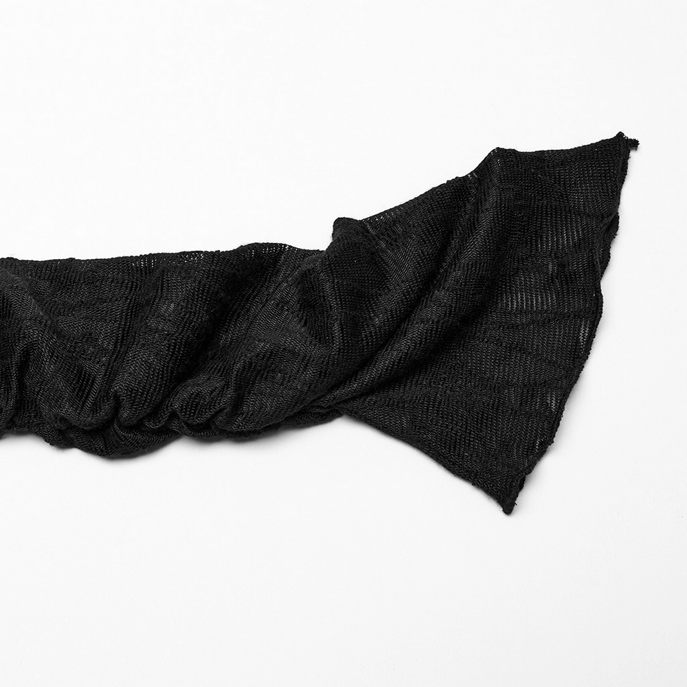 Punk Hooded Dress with Asymmetrical Hem and Textured Mesh