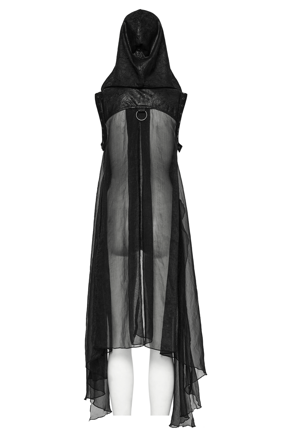 Punk Hooded Skeleton Cape with Metal Rings and Webbing