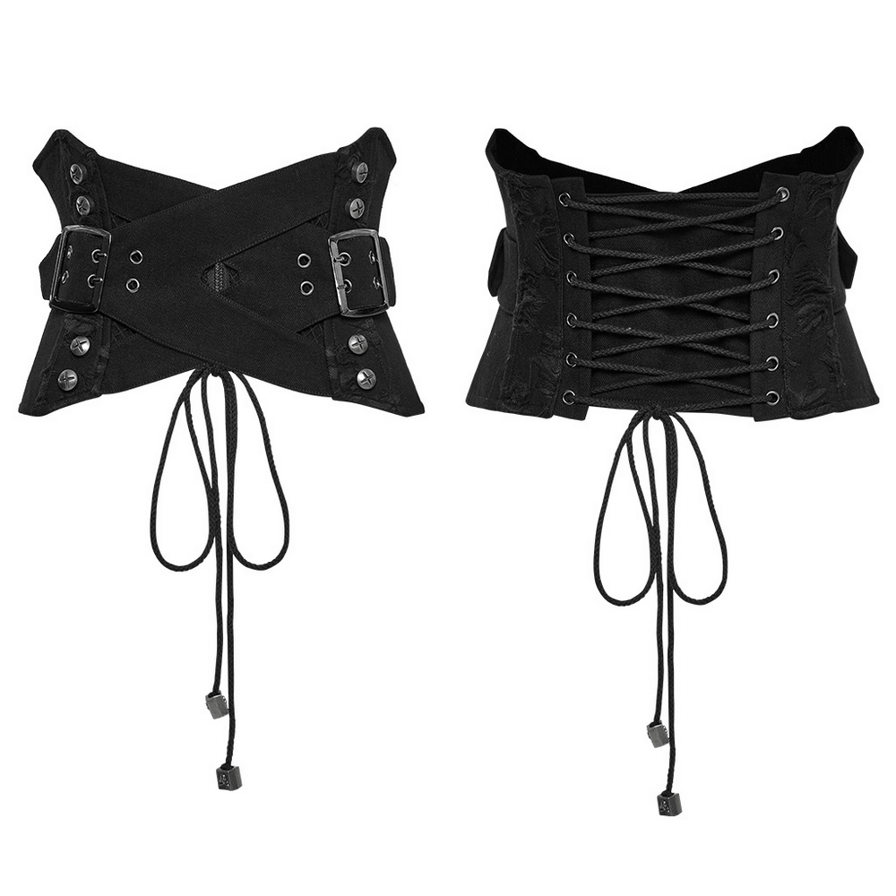 Punk Interlaced Corset Belt with Metal Studs and Zip
