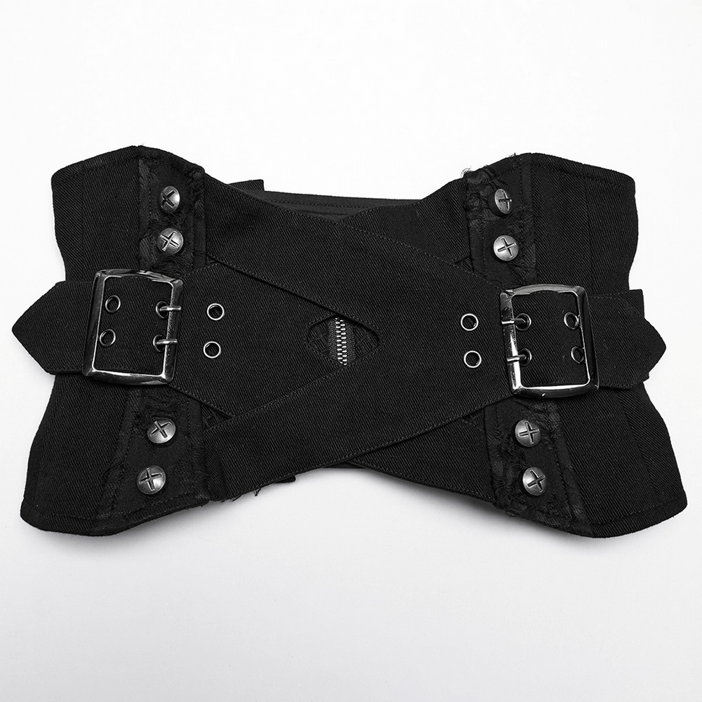 Punk Interlaced Corset Belt with Metal Studs and Zip