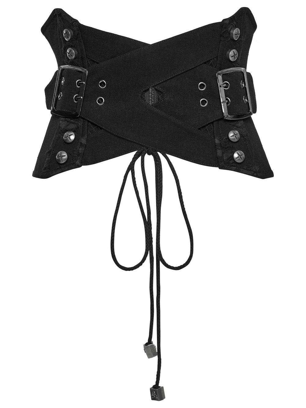 Punk Interlaced Corset Belt with Metal Studs and Zip