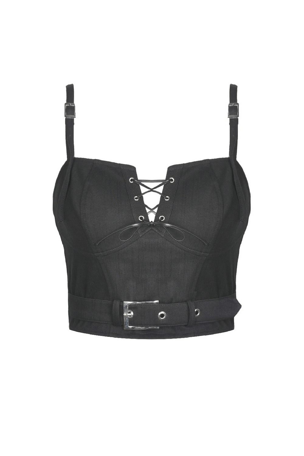 Punk Lace-up Front Crop Corset with Metal Buckle