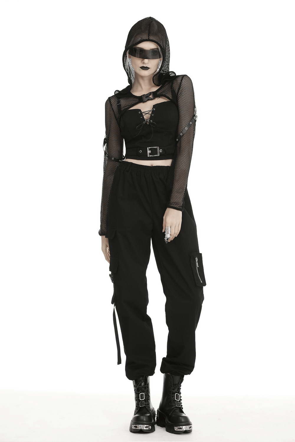 Punk Lace-up Front Crop Corset with Metal Buckle