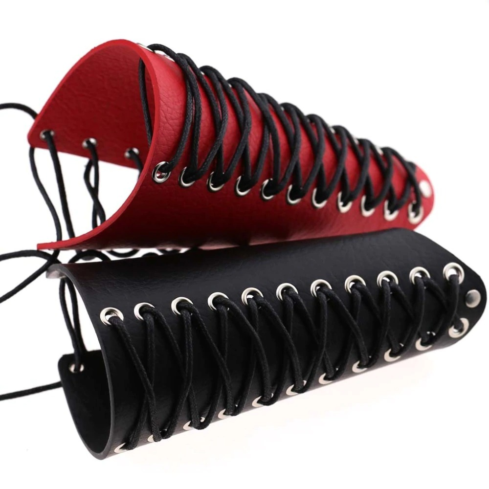 Punk Lace Up Pu Leather Bracelet / Fashion Wide Wrist Strap / Unisex Arm Bangles Bracelets