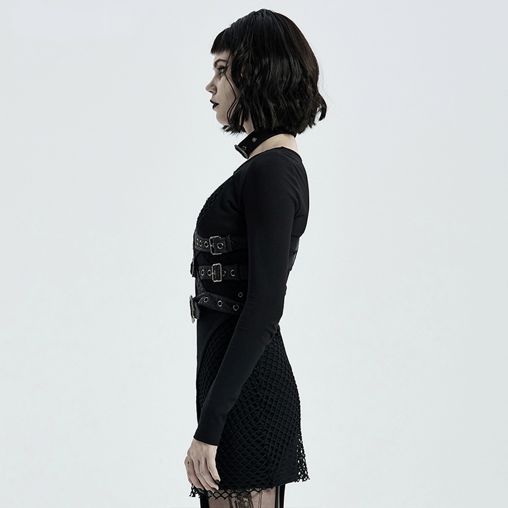 Punk Leather Shoulder Body Harness with Metal Accents