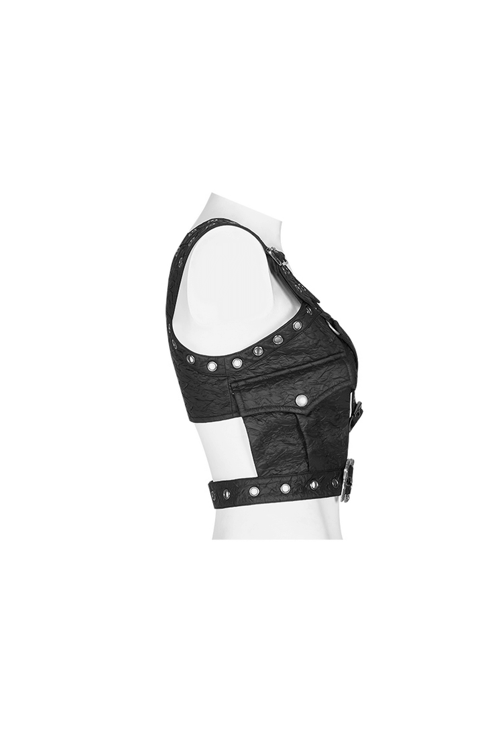 Punk Leather Shoulder Body Harness with Metal Accents