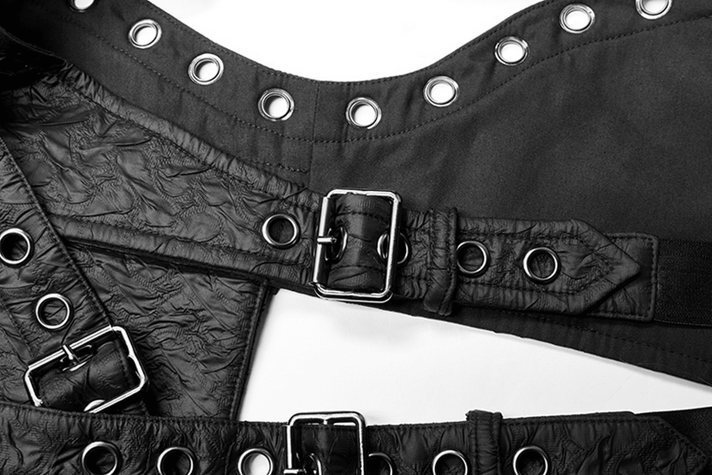 Punk Leather Shoulder Body Harness with Metal Accents