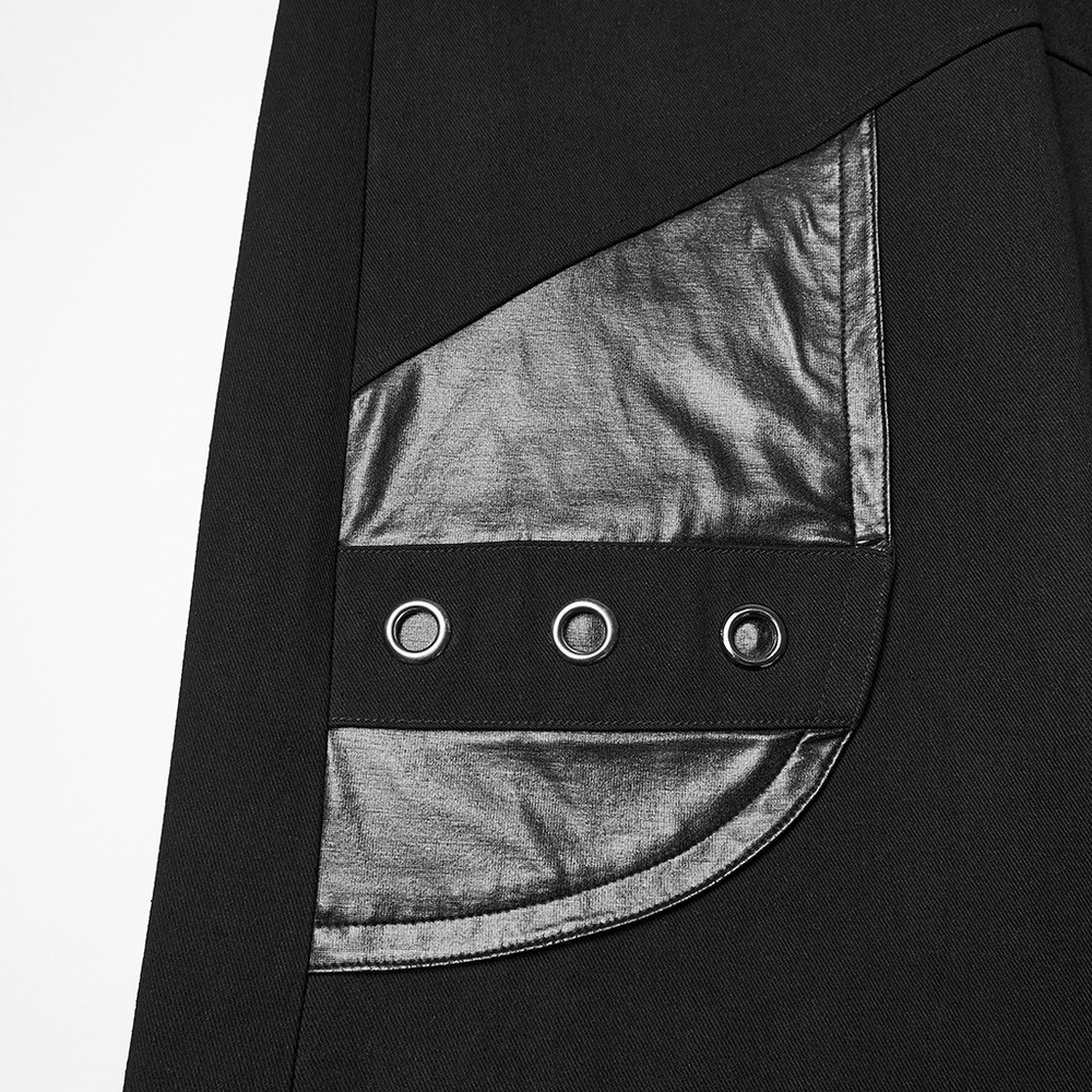 Punk Low-Waist Wide-Leg Pants with Belt and Pockets