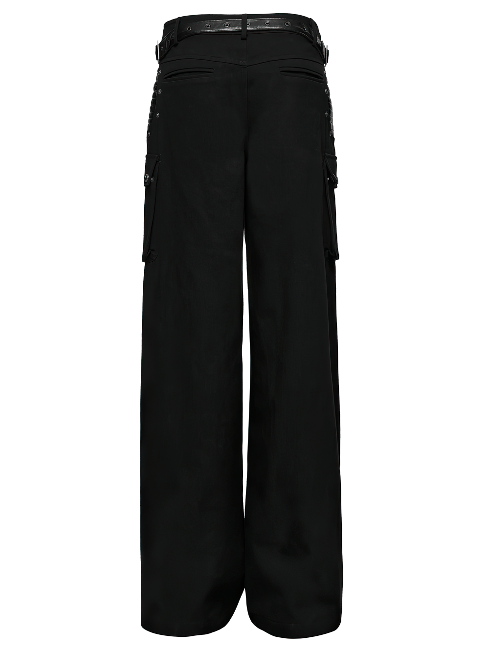 Punk Low-Waist Wide-Leg Pants with Belt and Pockets