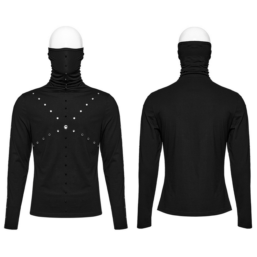 Punk Men's High Collar Top with Spiked Details