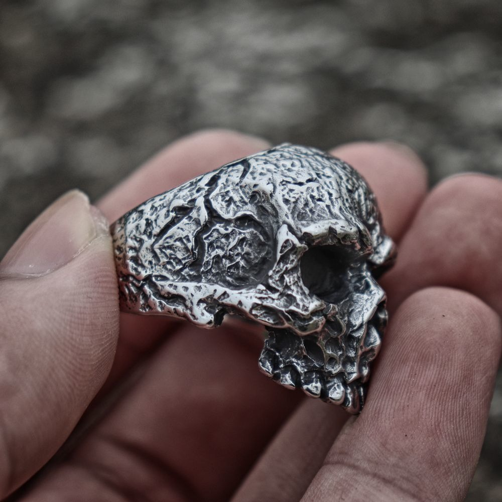 Punk Men's Ring with Rugged Skull / Jewelry Rings 316L Stainless
