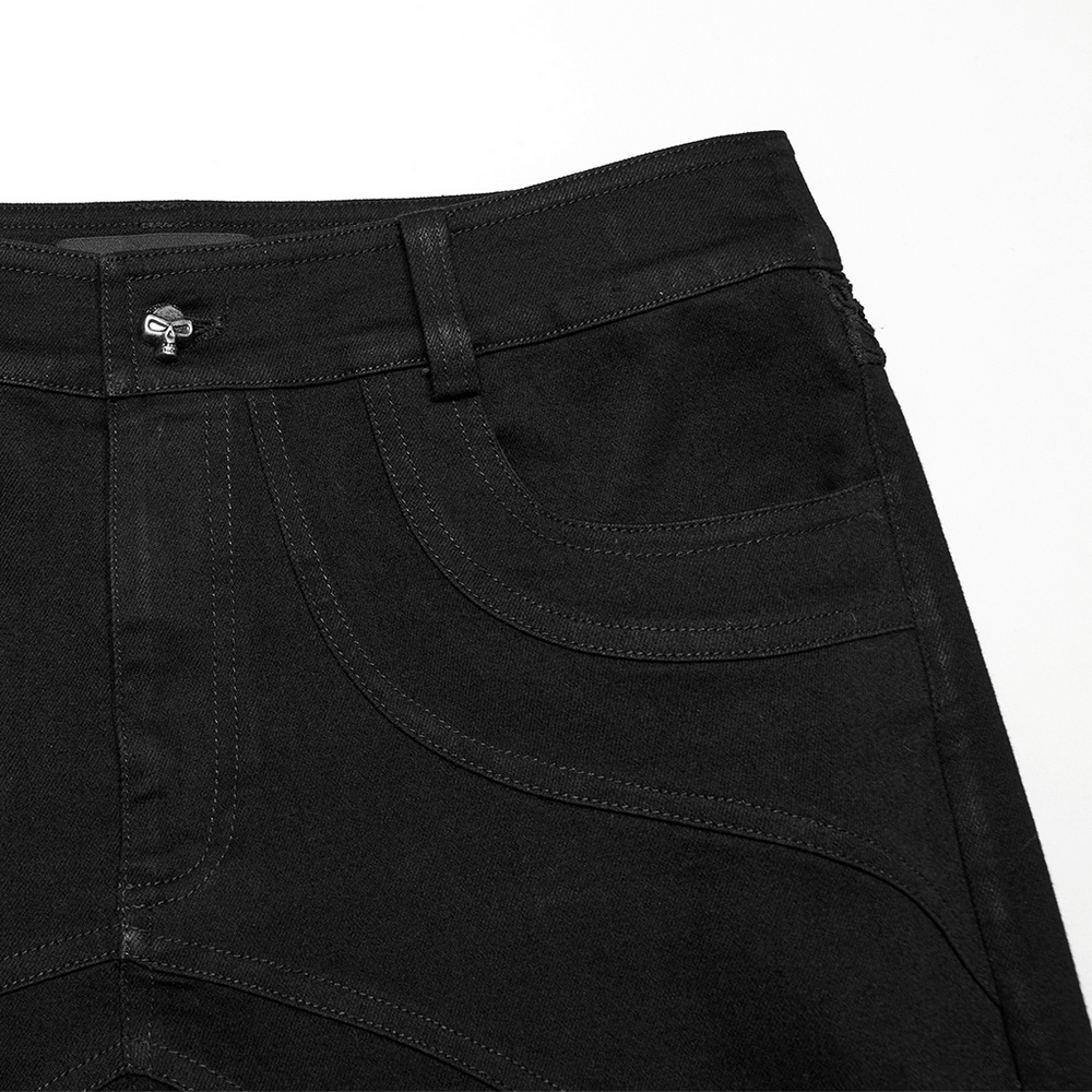 Punk Mesh Detail Tight Pants with 3D Knee Pieces