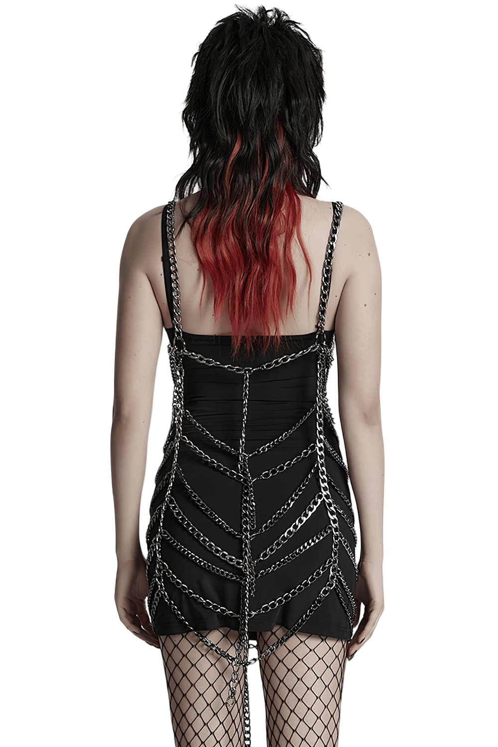 Punk Metal Chain Body Harness Dress with Adjustable Chains