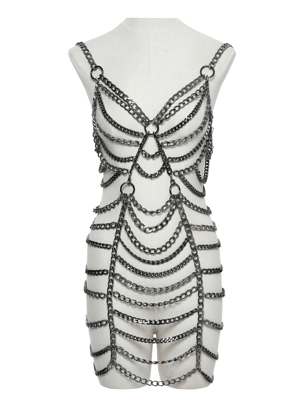 Punk Metal Chain Body Harness Dress with Adjustable Chains