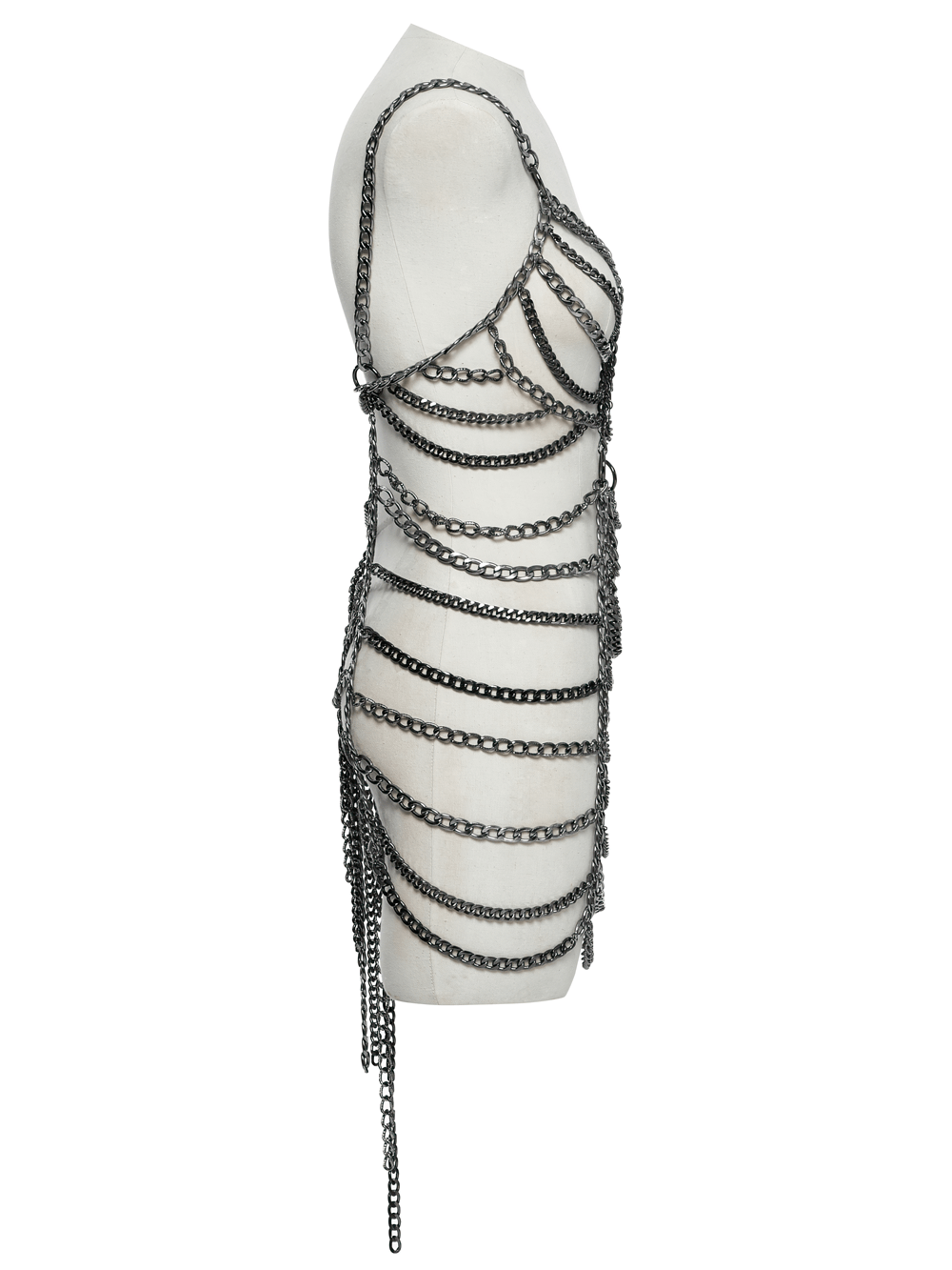 Punk Metal Chain Body Harness Dress with Adjustable Chains