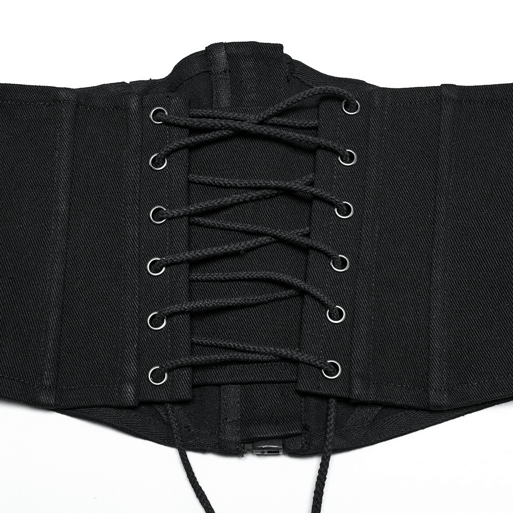 Punk Minimalist Black Corset with Mesh Splicing and Zipper
