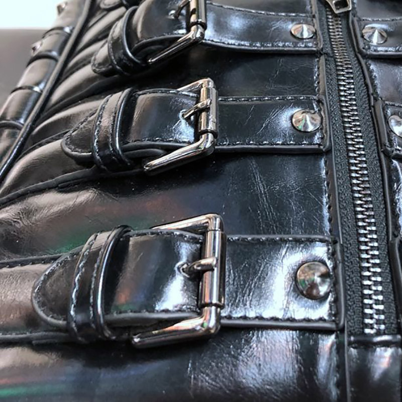 Punk Motorcycle Backpack With 3D Skull Head / Unisex Original Leather Backpack