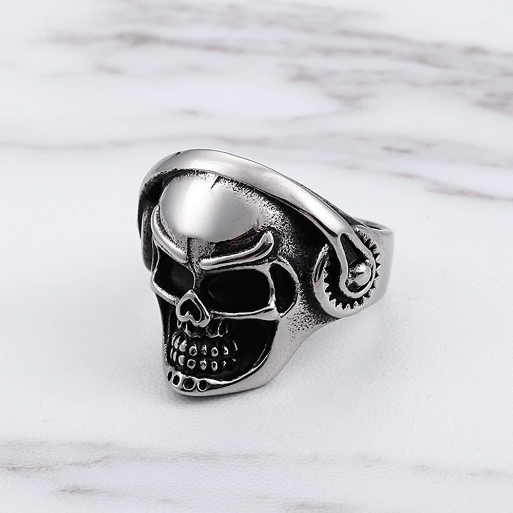 Punk Music Skull Ring / Fashion Stainless Steel Biker Ring / Gothic Accessories