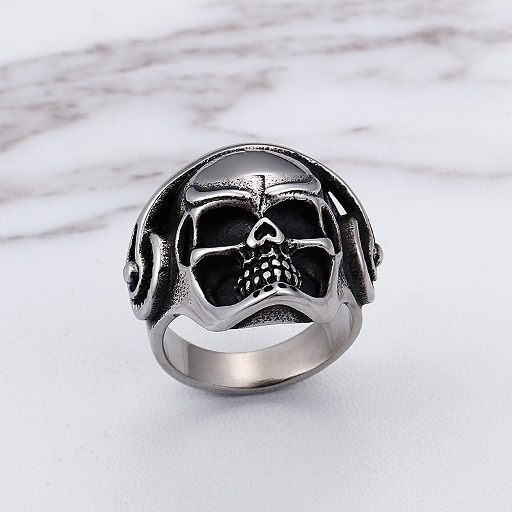 Punk Music Skull Ring / Fashion Stainless Steel Biker Ring / Gothic Accessories