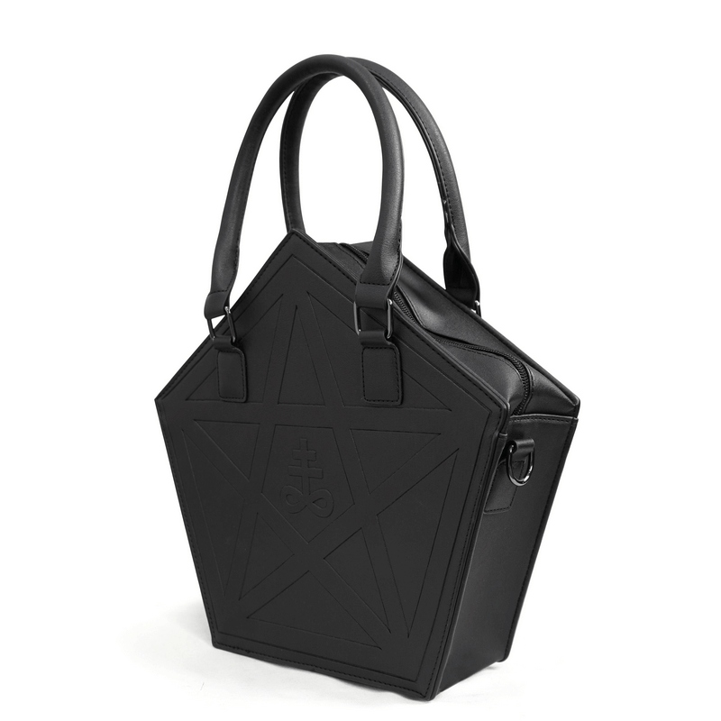 Punk Pentagon Crossbody Bag / Gothic Stylish Black Handbag for Women