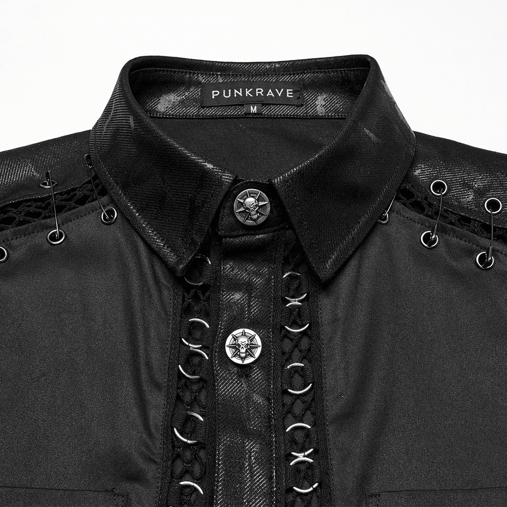 Punk Personalized Men's Shirt with Eyelet Details