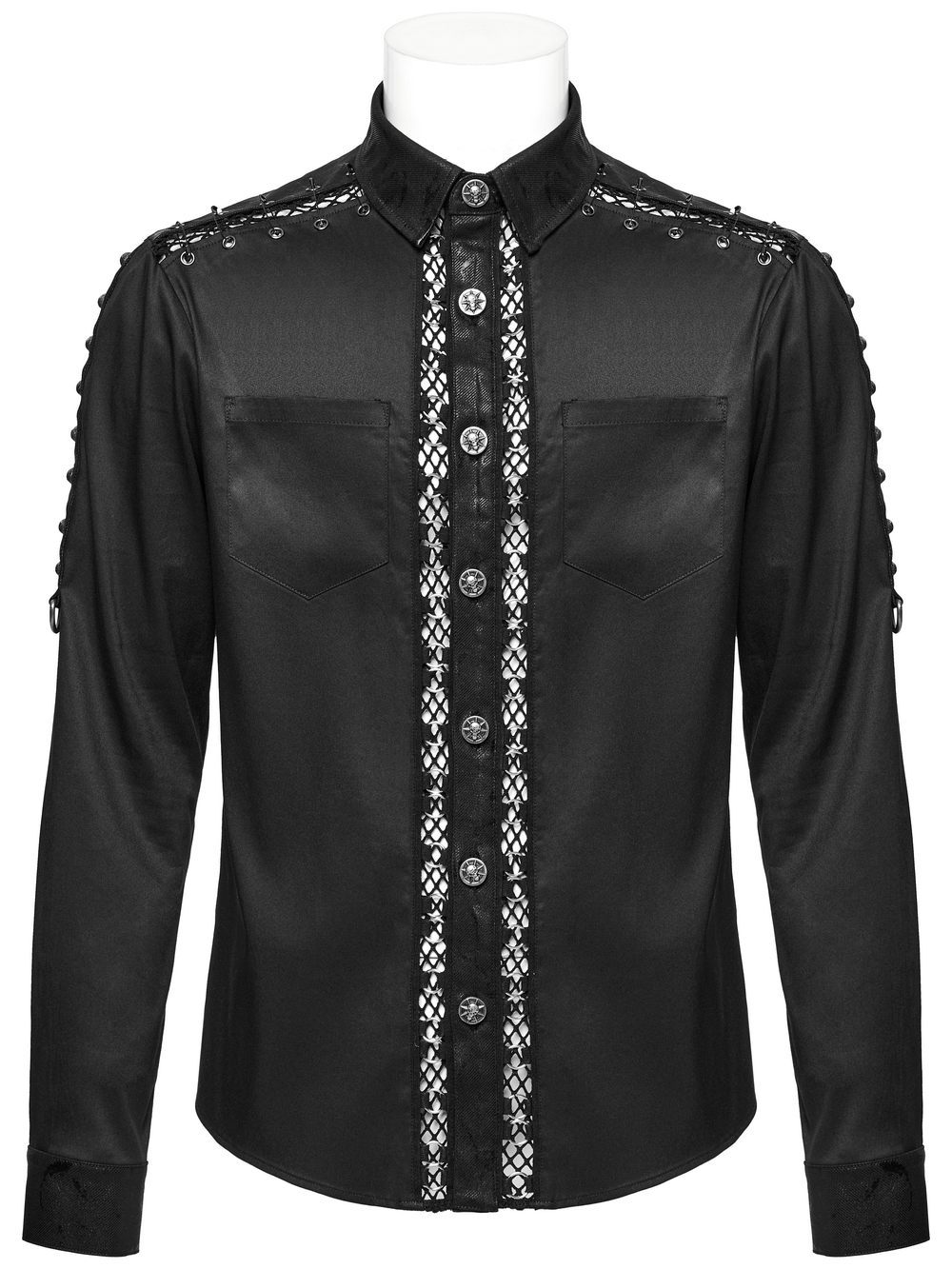 Punk Personalized Men's Shirt with Eyelet Details