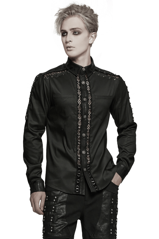 Punk Personalized Men's Shirt with Eyelet Details