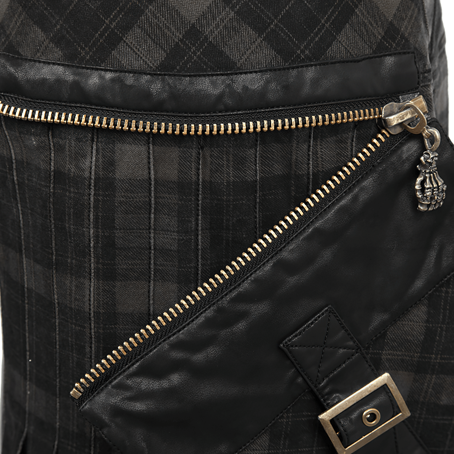 Punk Plaid Kilt with Cargo Pockets and Zipper