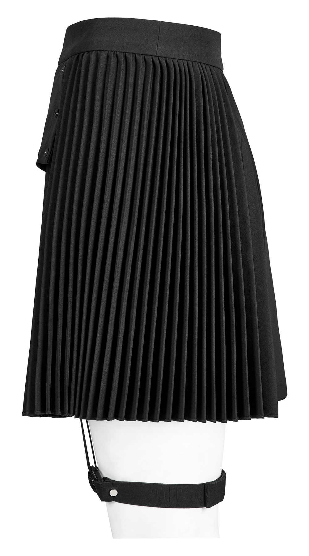 Punk Pleated Asymmetric Skirt with Engraved Nails