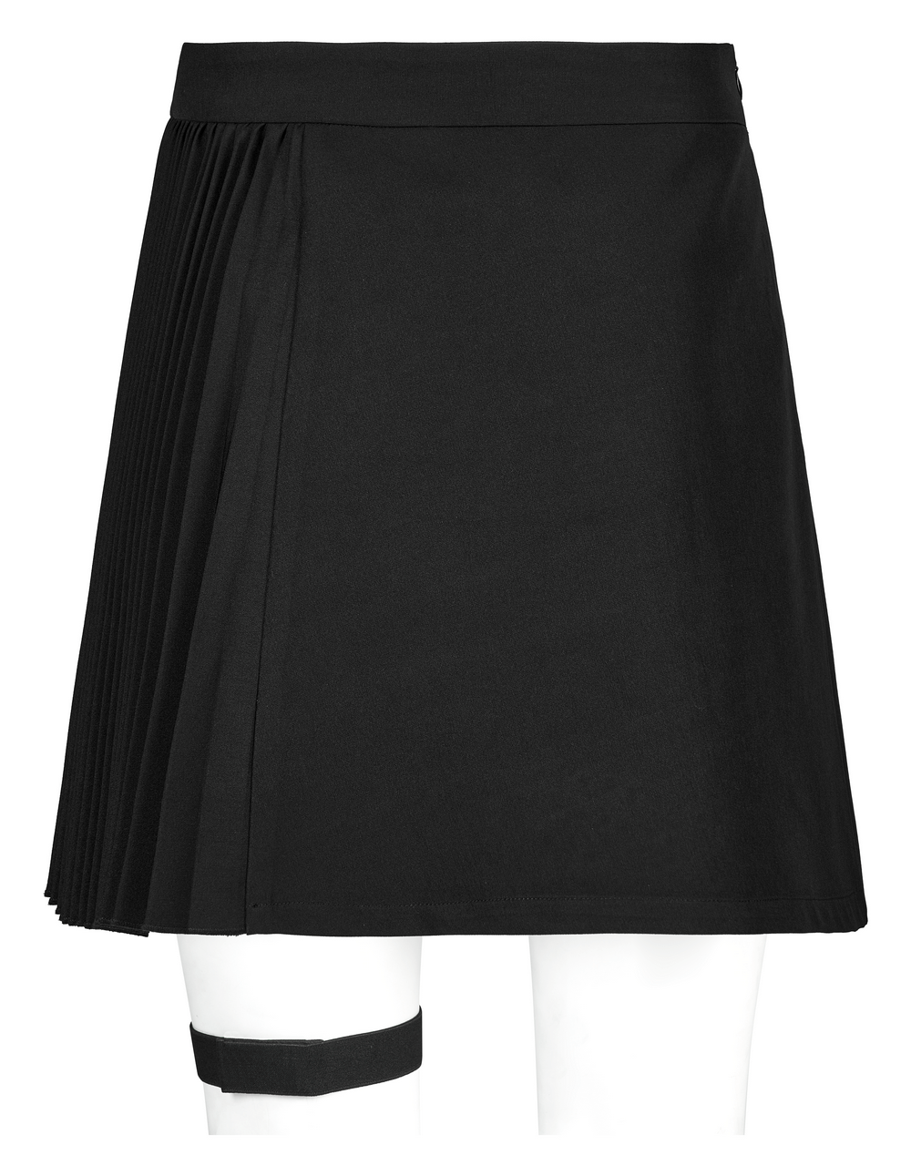 Punk Pleated Asymmetric Skirt with Engraved Nails