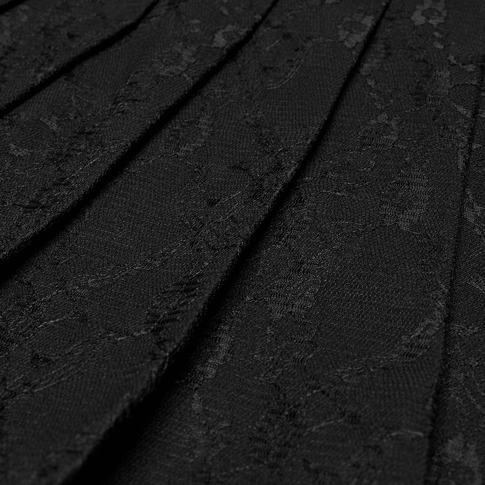 Punk Pleated Skirt with Chains and Floral Net Design