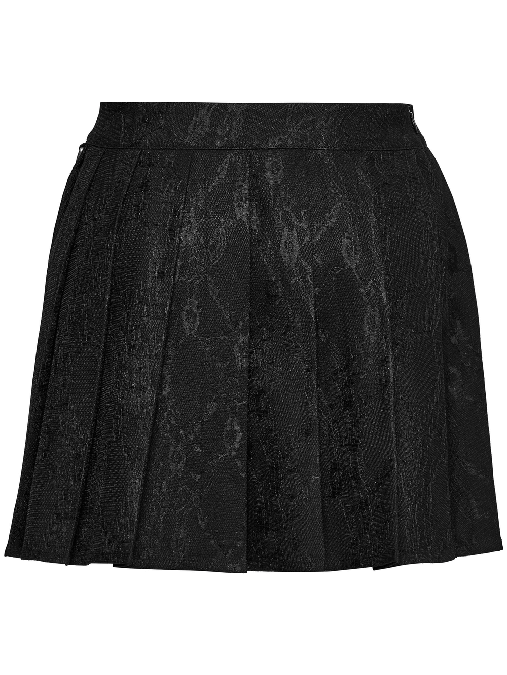 Punk Pleated Skirt with Chains and Floral Net Design