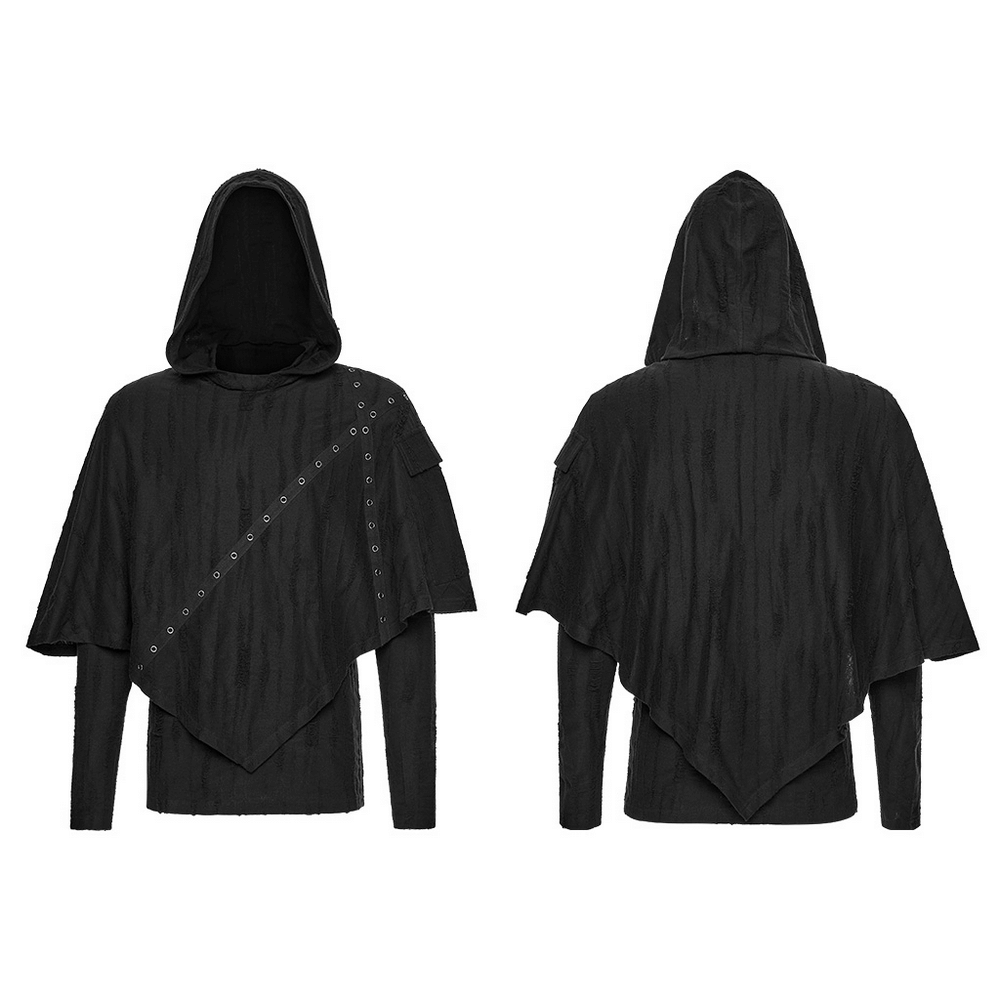 Punk Poncho Hoodie with Metal Eyelet and Pocket