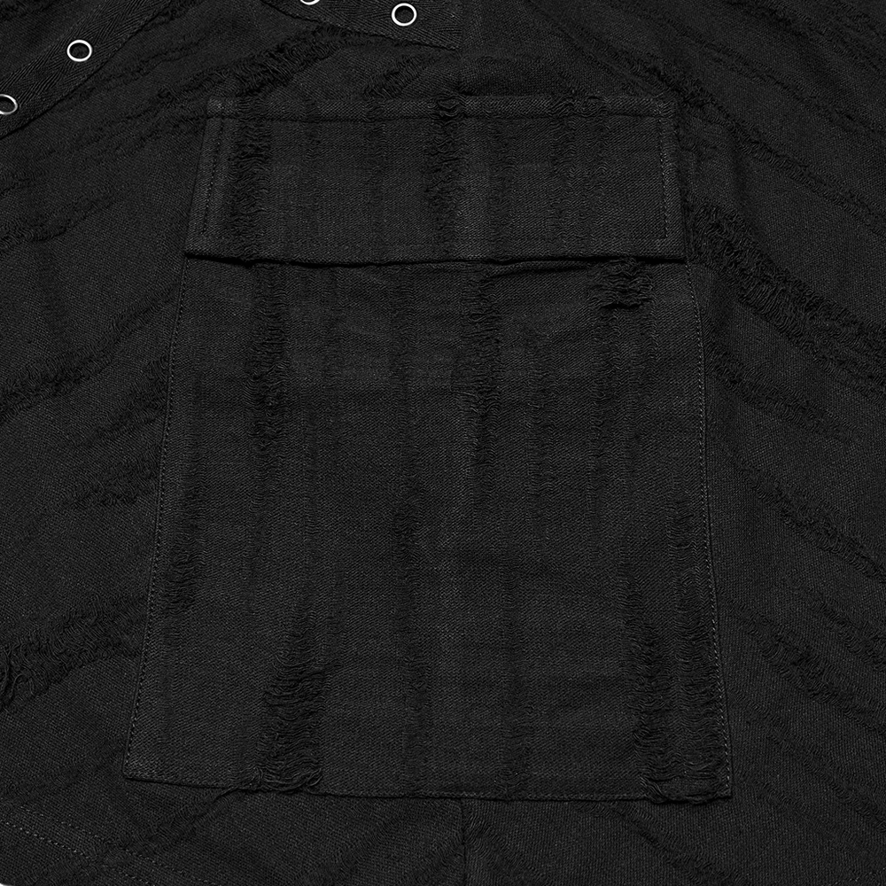 Punk Poncho Hoodie with Metal Eyelet and Pocket
