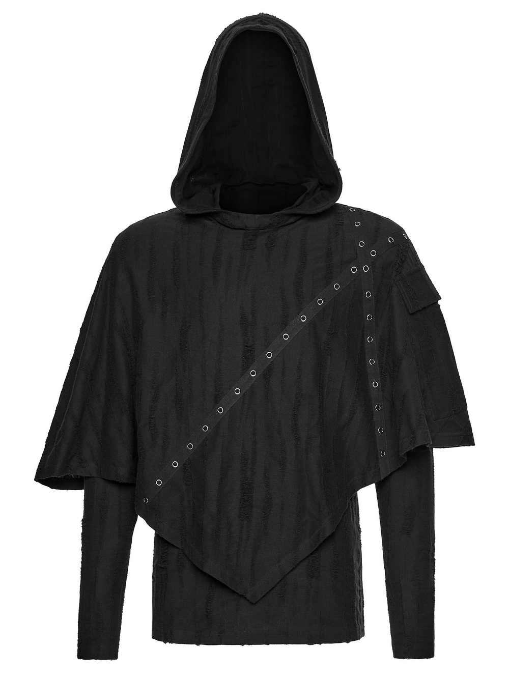 Punk Poncho Hoodie with Metal Eyelet and Pocket