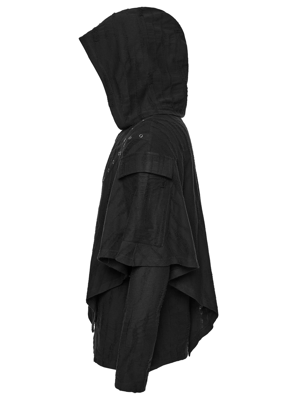 Punk Poncho Hoodie with Metal Eyelet and Pocket
